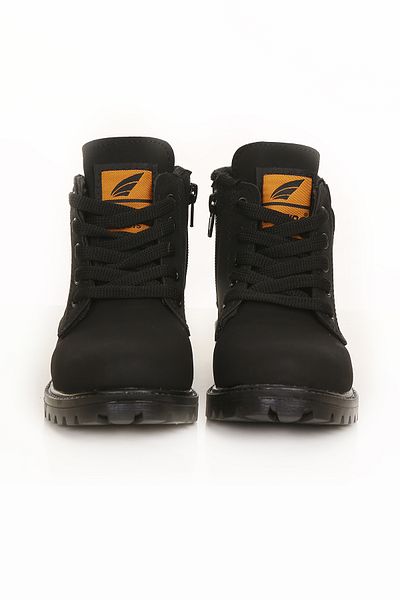 lord's ayakkabı Παιδικές μπότες με μαύρη Nubuck με φερμουάρ, αδιάβροχη σόλα από καουτσούκ