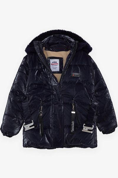 esso mandolin Dark Navy Girl's Coat - 2-6 Years, Belt and Hood