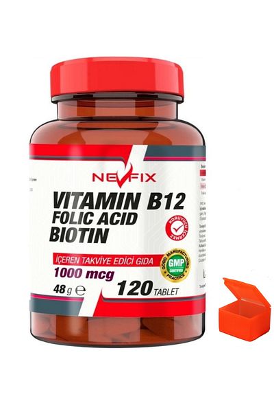 Nevfix Vitamin B12 1000 Mcg Biotin 120 Tablets + Pill Box