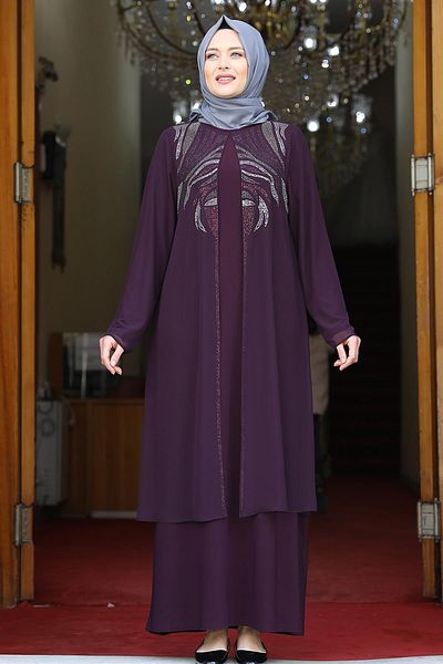 Amine Hüma Plum Enamel Evening Dress