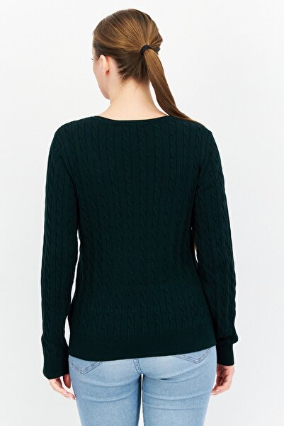 Tchibo Women Crew Neck Long Sleeves Knitted Sweater, Green
