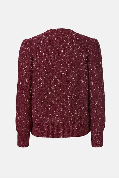 Tchibo Women Crew Neck Coarsley Knit Sweater, Maroon