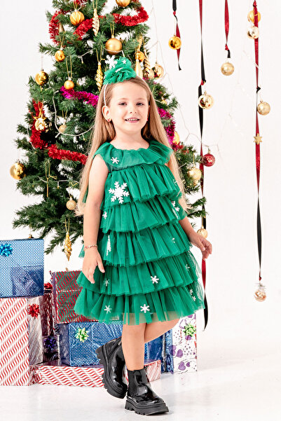 Beniizle Χριστουγεννιάτικο φόρεμα για κορίτσια με λεπτομέρεια από νιφάδα χιονιού