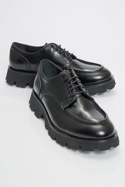 MARCOMEN Men's Patent Leather Mc 20277 - Thick Sole and Lace-Up Black Casual Shoes