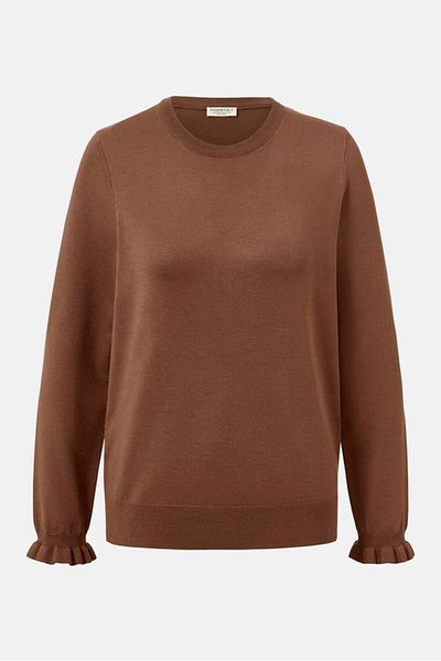 Tchibo Women Round Neck Knitted Sweater, Brown
