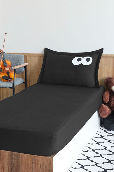 Eponj Home Single Pes Fitted Sheet Set - Funny Plain Painting Black-Black