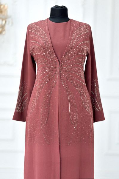 Amine Hüma Βραδινό φόρεμα Dusty Rose Ceren Hijab
