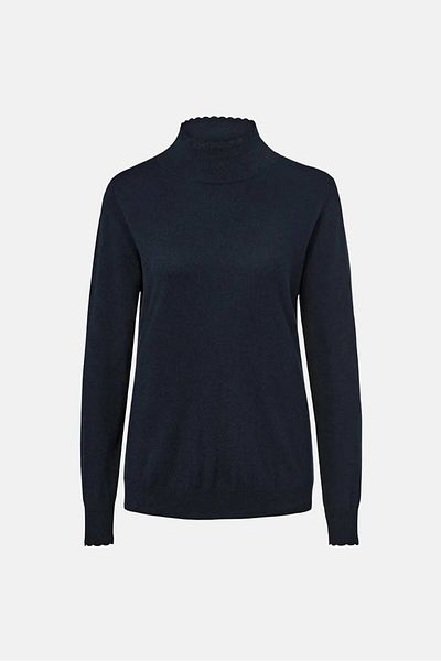 Tchibo Women High Neck Textured Sweater, Navy