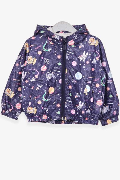 Breeze Girl's Raincoat Astronaut Animals Themed 1-5 Years, Purple