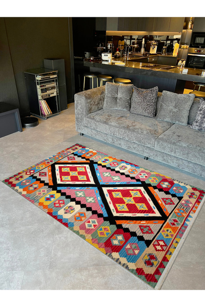 Rugs Modern Halı Maya Koleksiyonu Çok Renkli Etnik Desenli Dokuma Taban Moder...