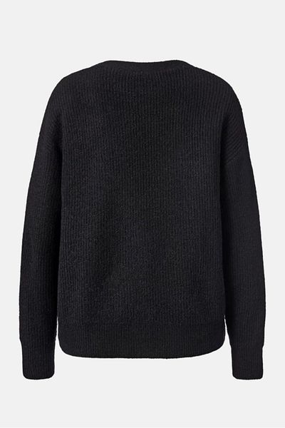 Tchibo Women V-neck Textured Sweater Cardigan, Black