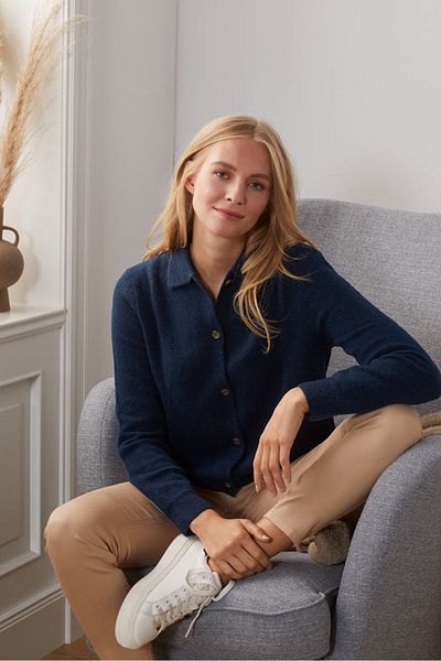 Tchibo Women Long Sleeve Knitted Cardigan, Navy Blue