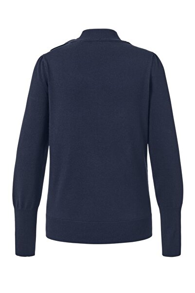 Tchibo Women Mock Neck knitted Sweater, Navy Blue