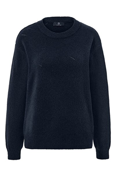 Tchibo Women Round Neck Textured Fleece Sweater, Navy