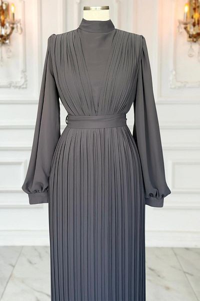 Amine Hüma Βραδινό φόρεμα Anthracite Alina Πλισέ Hijab