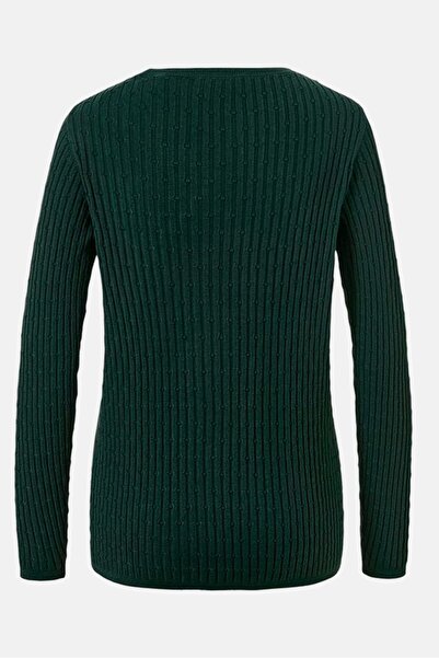 Tchibo Women Bateau Neck Textured Sweater, Dark Green