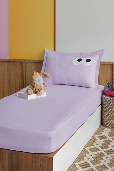 Eponj Home Single Pes Elastic Sheet Set - Plain Painting Lilac