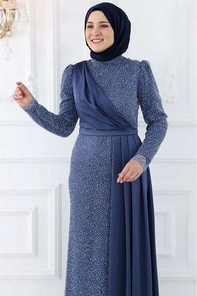 Amine Hüma Βραδινό φόρεμα Indigo Ecmel Hijab