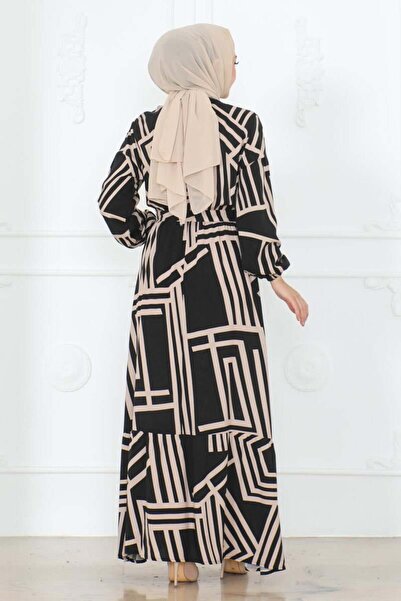 SGS Φόρεμα από βισκόζη με ρίγες μαύρου βιζόν