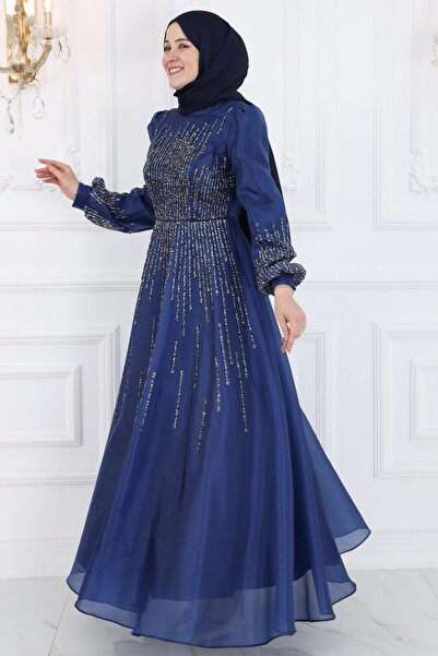 Amine Hüma Milena Hijab-abendkleid in Marineblau