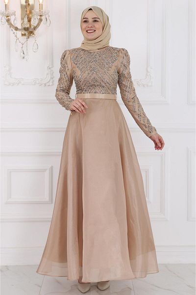Amine Hüma Βραδινό φόρεμα Neva Gold Hijab