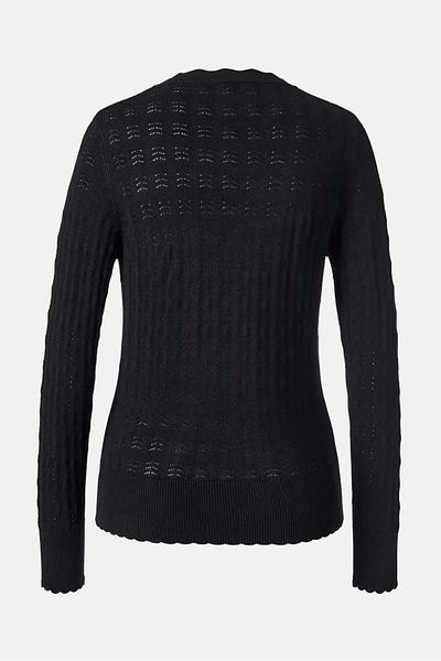 Tchibo Women Scallop Neck Delicate Knit Sweater, Black