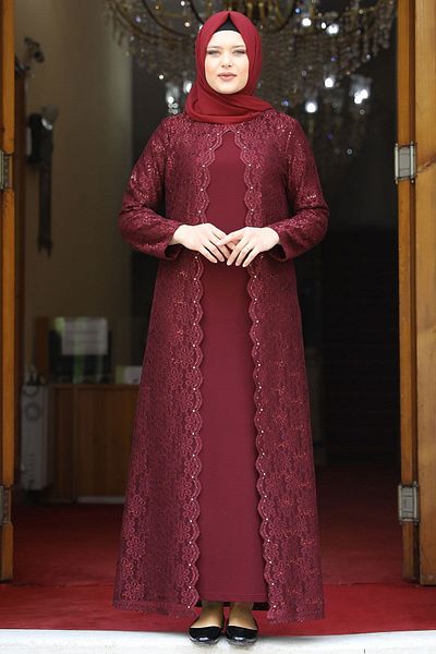 Amine Hüma Βραδινό φόρεμα Daisy Hijab Claret Red
