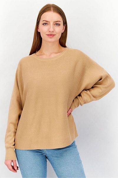 Tchibo Women Round Neck Long Sleeves Knit Sweater, Dark Beige