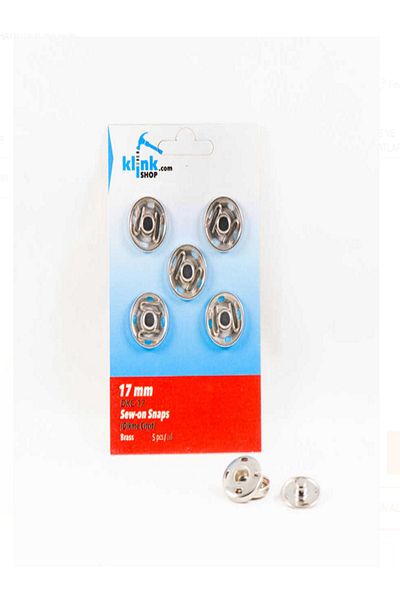 Klinkshop Silver Strut Snap - 17 Mm, 5 Pieces