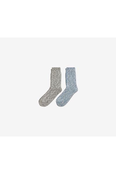 Tchibo Women 2 Pairs Knit Socks, Heather Grey and Blue