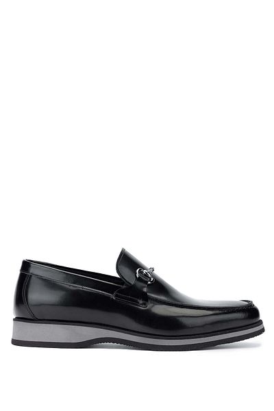 Tamer Tanca Men's Genuine Leather Black Opening Loafer Shoes