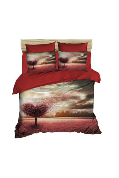 Fabeteks Valentine's Day Heart Tree 3D Digital Double Duvet Cover Set