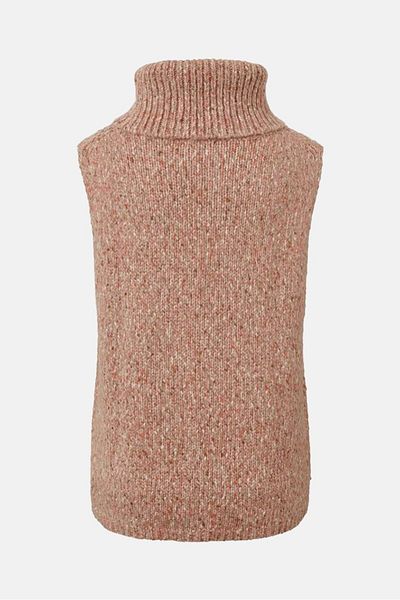 Tchibo Women Knitted Sleeveless Sweater Vest, Dark Blush Combo