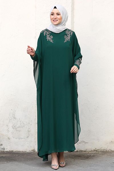 Amine Hüma Beste βραδινό φόρεμα Emerald
