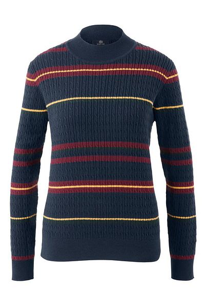 Tchibo Women Round Neck Stripe Sweater, Navy Combo