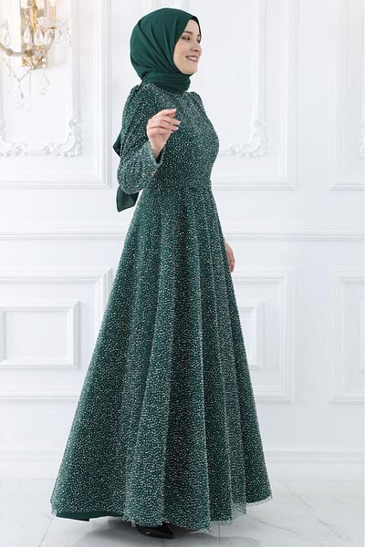 Amine Hüma Βραδινό φόρεμα Aymira Emerald Hijab