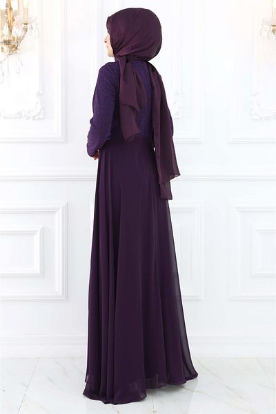 Amine Hüma Βραδινό φόρεμα Cevher Hijab Μωβ