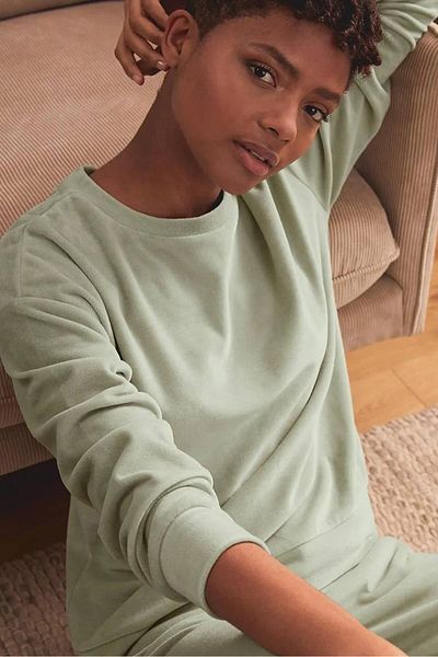 Tchibo Women Crew Neck Textured Sweater, Light Green