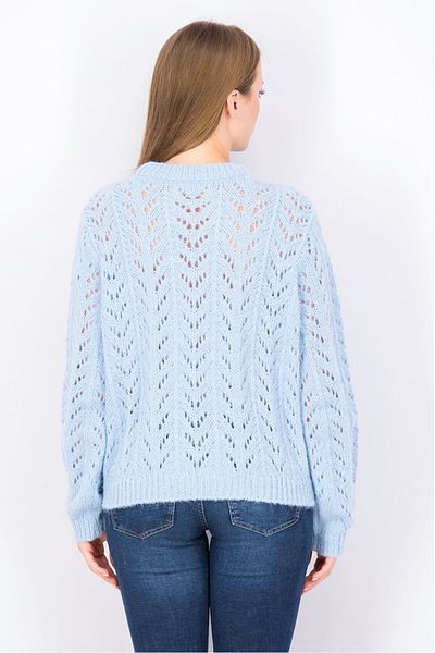 Tchibo Women Crew Neck Eyelet Sweater, Light Blue
