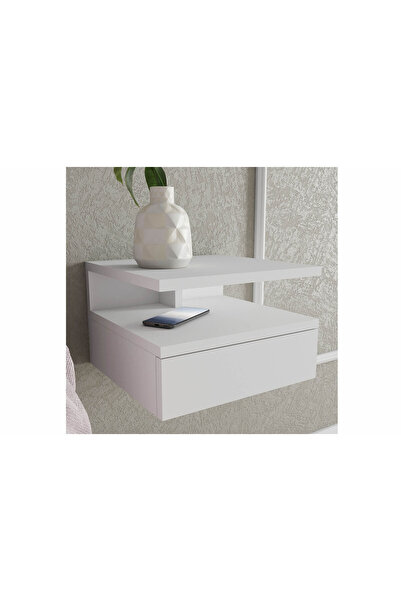 Genel Markalar GLORİA Kapaklı Raflı  Duvara Monte Komodin - Beyaz