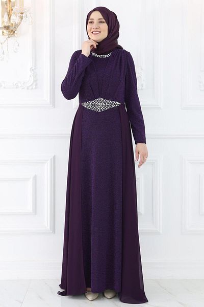 Amine Hüma Βραδινό φόρεμα Cevher Hijab Μωβ