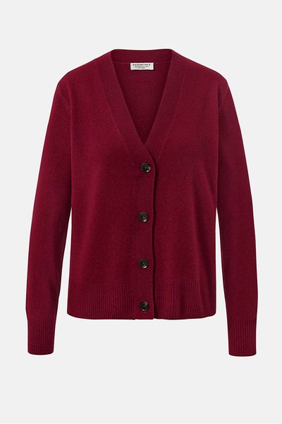 Tchibo Women V Neck Long Sleeve Knitted Cardigan, Red