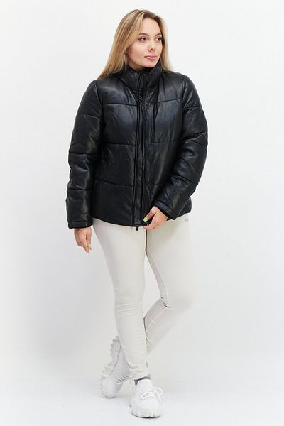 Andrew Marc Women Faux Leather Puffer Jacket, Black