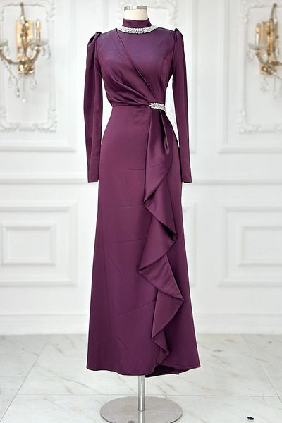 Amine Hüma Βραδινό φόρεμα Hijab Demre σε χρώμα δαμάσκηνο