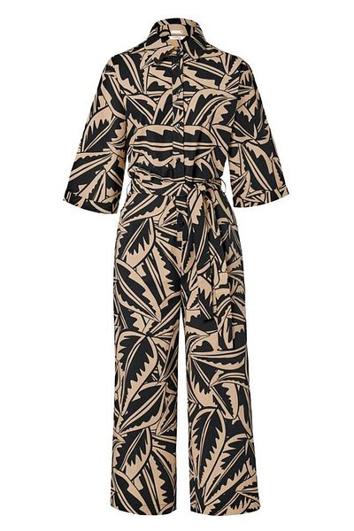 Tchibo Women Allover Print Short Sleeve Jumpsuit, Black