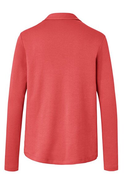 Tchibo Women Spread Collar Long Sleeve Plain Top, Coral