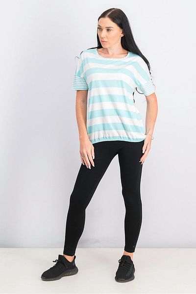 Tchibo Women Short Sleeve Striped Top, Turquoise