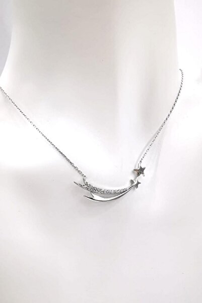 Omar Silver Kadın Kuyruklu Yıldız Model Zirkon Taşlı Gümüş Kolye Omr8650