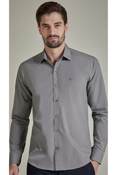 BENEZZO Anthracite Slim Fit Men's Long Sleeve Shirt
