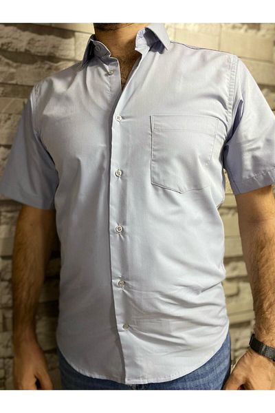 BENESSE Dacron Pocket Classic Wide Cut Short Sleeve Tie Collar Shirt